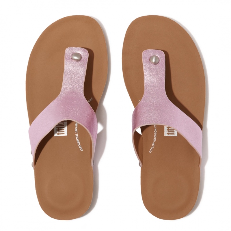 Purple Fitflop Iqushion Leather Thongs Women's Toe-Post Sandals | PH-4985KXRDH