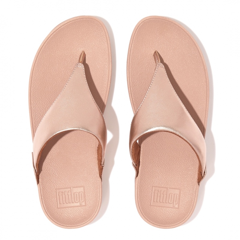 Rose Gold Fitflop Lulu Leather Women's Toe-Post Sandals | PH-7512TDSGP