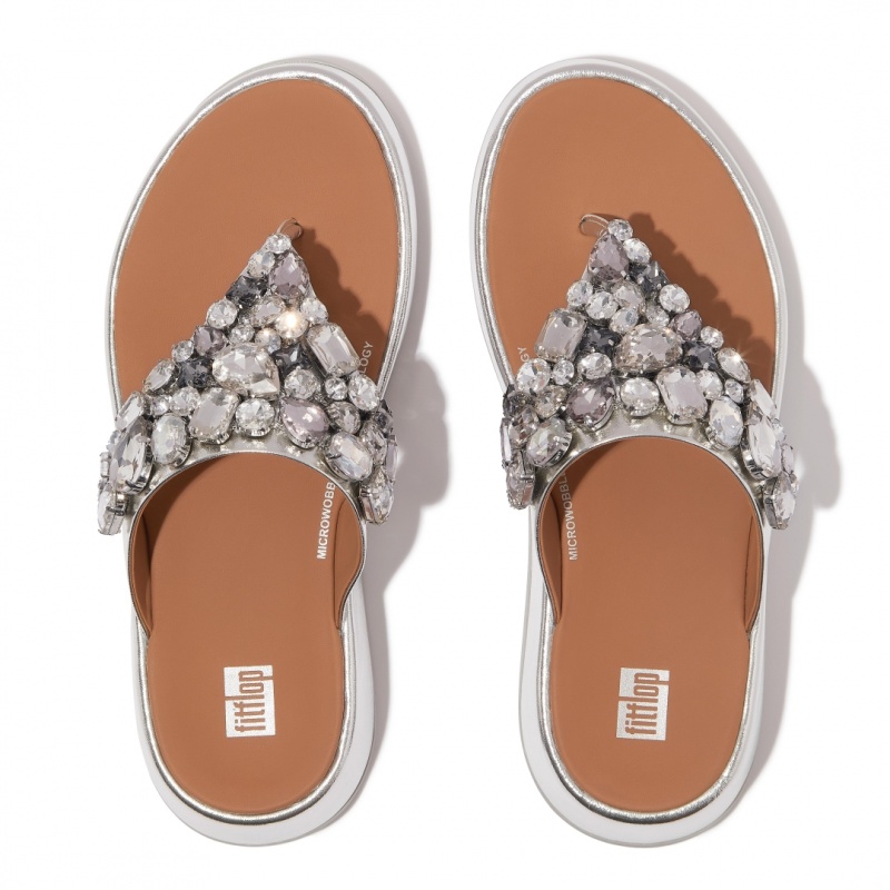 Silver Fitflop F-Mode Women's Flip Flops | PH-6275RQBLI