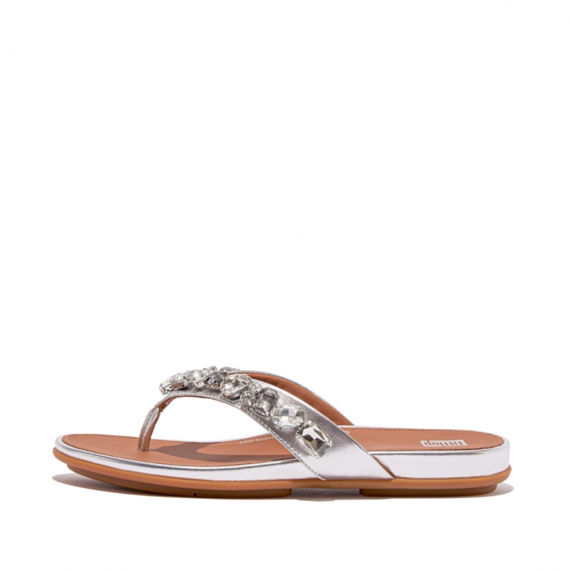 Silver Fitflop Gracie Women\'s Flip Flops | PH-5740TDNKX