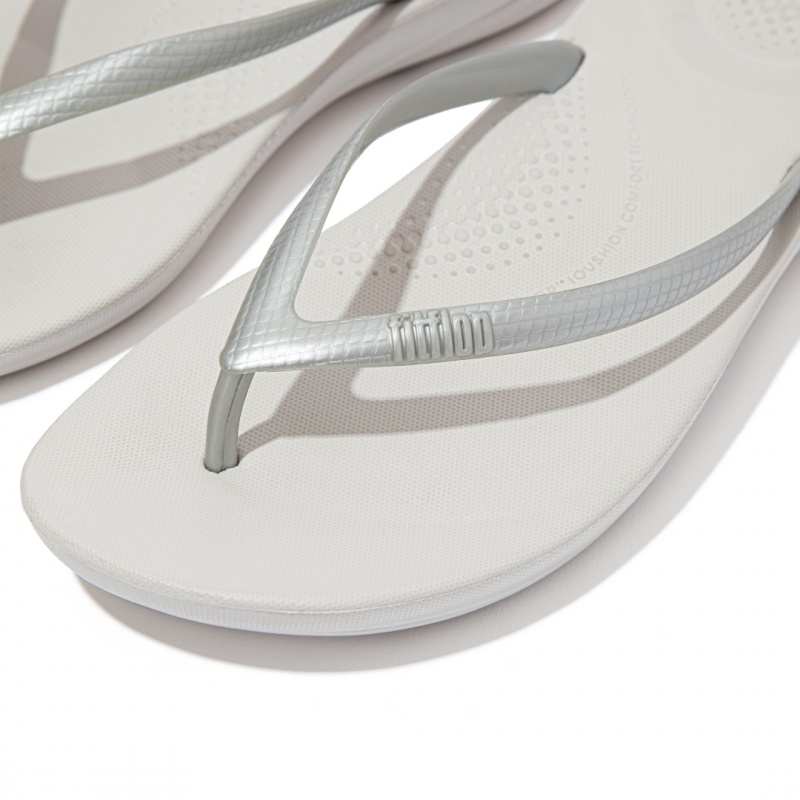 Silver Fitflop Iqushion Ergonomc Women's Flip Flops | PH-4709XNVMQ