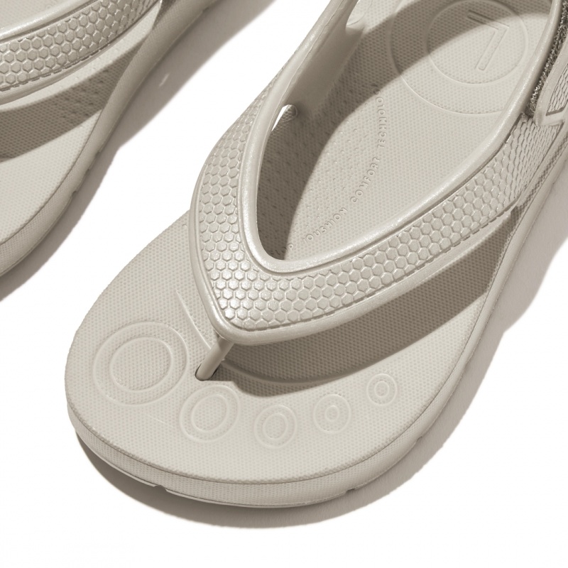 Silver Fitflop Iqushion Eva Back Straps Kids' Flip Flops | PH-7639SNBWJ