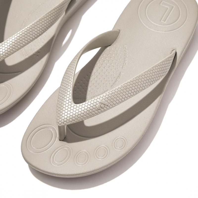 Silver Fitflop Iqushion Rubber Kids' Flip Flops | PH-5170LWCTU