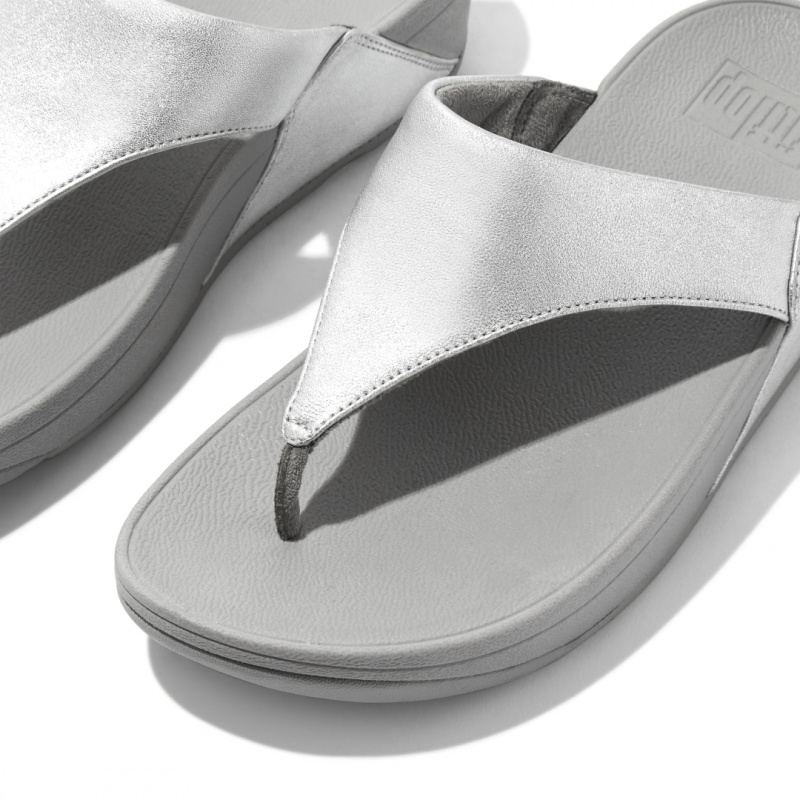 Silver Fitflop Lulu Leather Women's Toe-Post Sandals | PH-8936INCSH