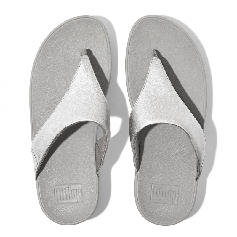 Silver Fitflop Lulu Leather Women's Toe-Post Sandals | PH-8936INCSH