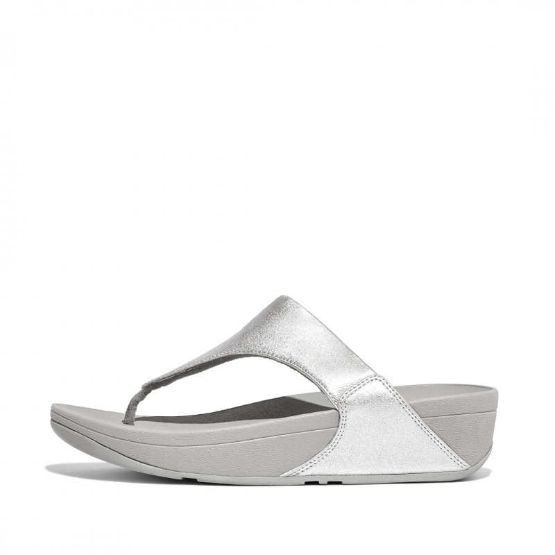 Silver Fitflop Lulu Leather Women\'s Toe-Post Sandals | PH-8936INCSH