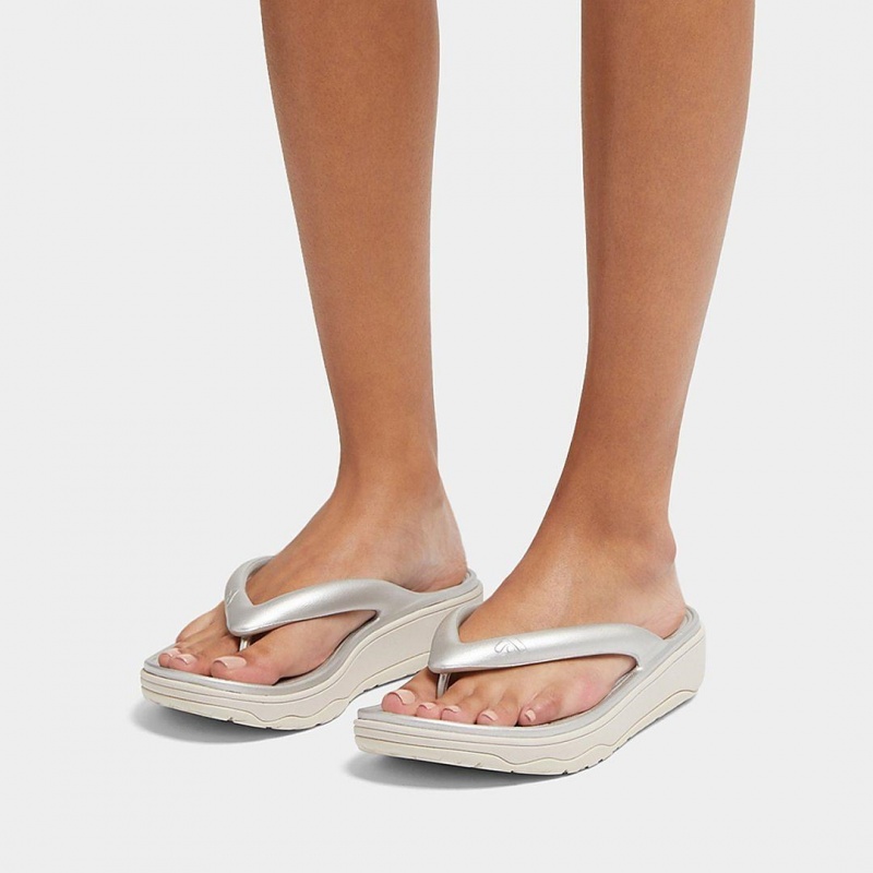 Silver Fitflop Relieff Eva Tpu Thongs Women's Toe-Post Sandals | PH-5894UZFGM