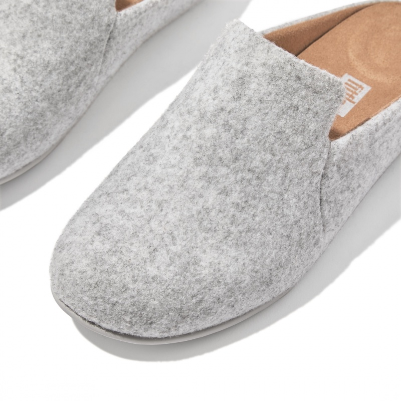 White Fitflop Chrissie Felt Polyester Women's Slippers | PH-4059KLEFW