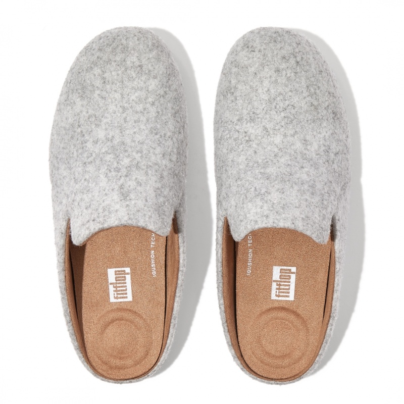 White Fitflop Chrissie Felt Polyester Women's Slippers | PH-4059KLEFW