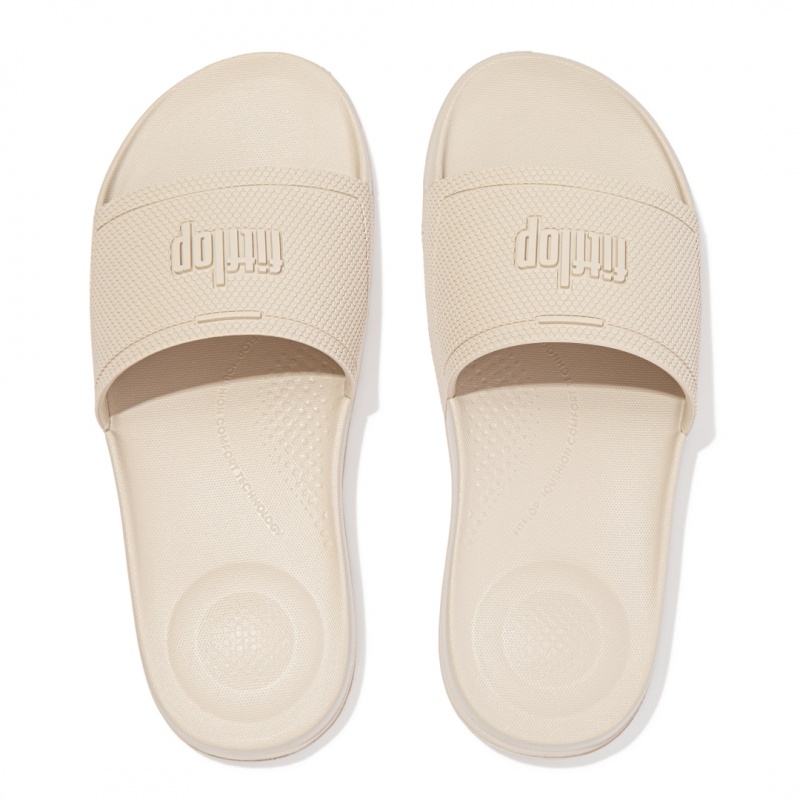 White Fitflop Iqushion Rubber Slides Women's Slides | PH-9672KCPIA