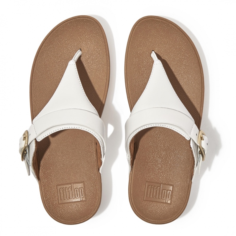 White Fitflop Lulu Adjustable Leather Women's Toe-Post Sandals | PH-7921ZTCUD