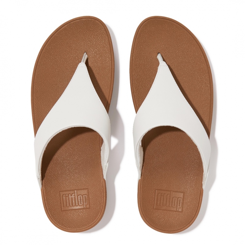 White Fitflop Lulu Leather Women's Toe-Post Sandals | PH-7946SFIMQ