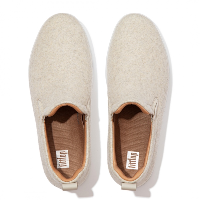 White Fitflop Rally Felt Polyester Women's Sneakers | PH-1098ULJEQ