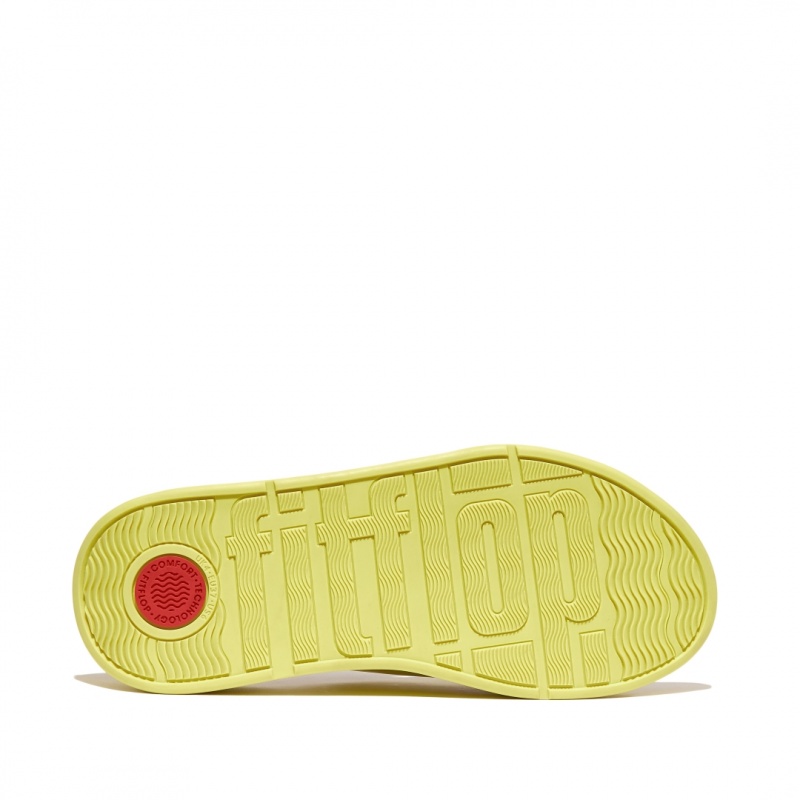 Yellow Fitflop F-Mode Leather Women's Slides | PH-1507AMRWT